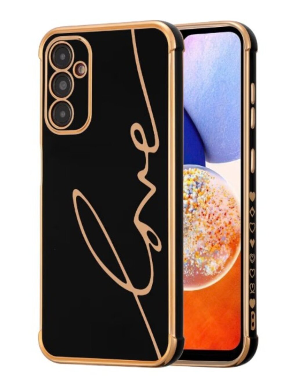 Gently Used iPhone 15 Plus Black & Gold "Love" Case